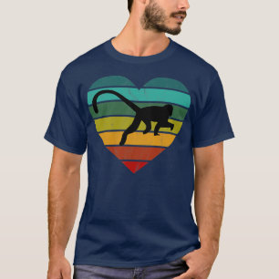 Ik hou van apen Gibbons Lemurs Retro Heart T-shirt
