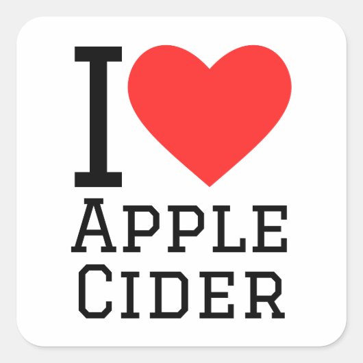 Ik hou van appelcider vierkante sticker (Voorkant)