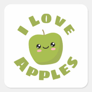 Ik hou van appels vierkante sticker