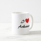 Ik hou van Arkansas Heart Typography Coffee Mok (Voorkant rechts)