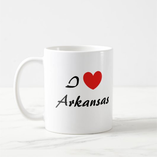 Ik hou van Arkansas Heart Typography Coffee Mok (Links)