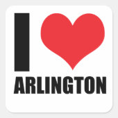 Ik hou van Arlington Vierkante Sticker (Voorkant)