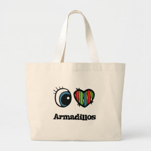 Ik hou van Armadillos Grote Tote Bag