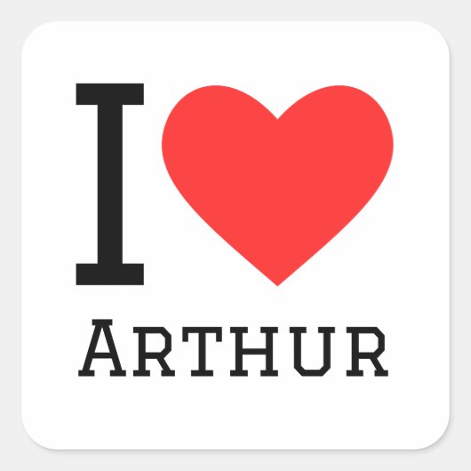Ik hou van arthur vierkante sticker (Voorkant)