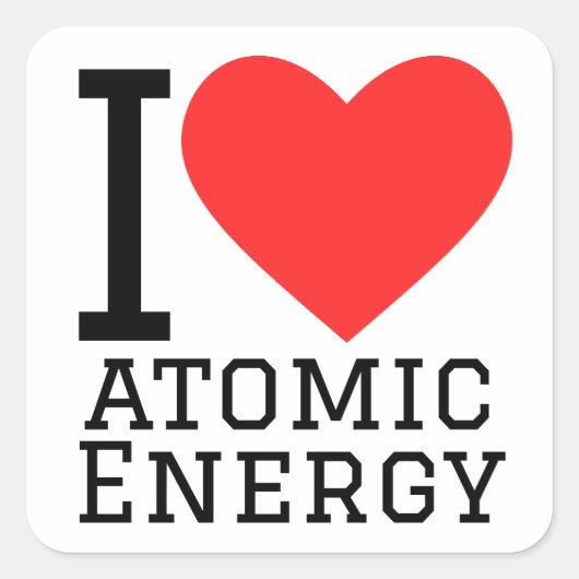Ik hou van atoomenergie vierkante sticker (Voorkant)