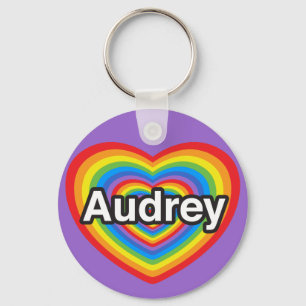 Ik hou van Audrey. Ik hou van je Audrey. Hart Sleutelhanger
