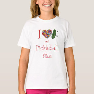 Ik hou van augurken & Pickleball gepersonaliseerd T-shirt