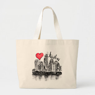 Ik hou van Austin Grote Tote Bag