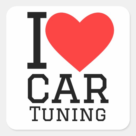 Ik hou van auto tuning vierkante sticker (Voorkant)