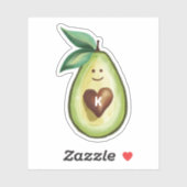 Ik hou van avocado monogram avocado hart karakter sticker (Vel)