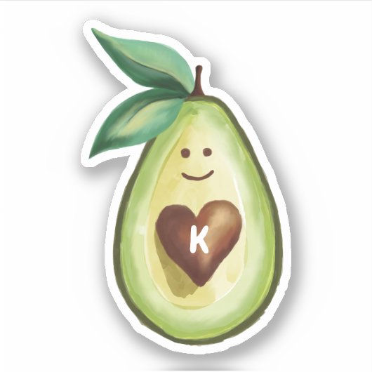 Ik hou van avocado monogram avocado hart karakter sticker (Voorkant)