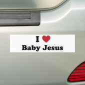 Ik hou van baby jesus bumpersticker (Op auto)