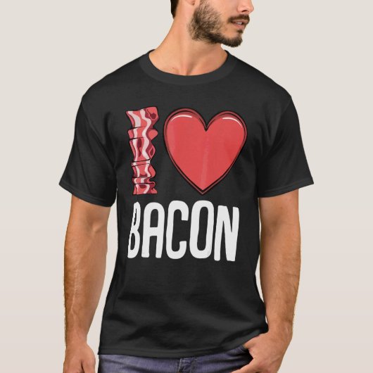 Ik hou van Bacon I Heart Bacon Ontbijt Mannen Vrou T-shirt (Voorkant)