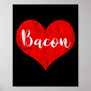 Ik hou van Bacon Rode Hart Foodie Vintage Valentij Poster
