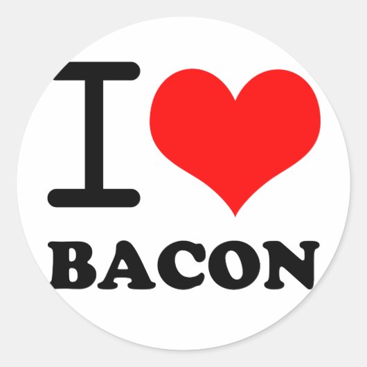 Ik hou van bacon ronde sticker (Voorkant)