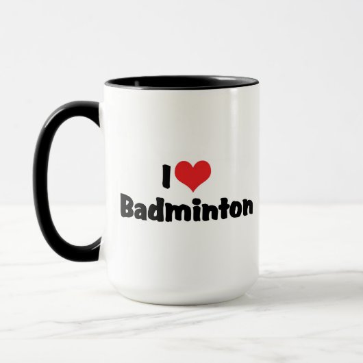 Ik hou van badminton mok (Links)