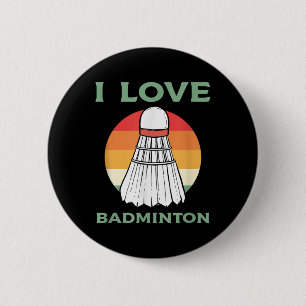 Ik hou van Badminton Sport Retro Sunset Clothi Ronde Button 5,7 Cm
