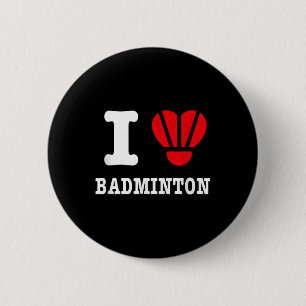 Ik hou van Badminton T-shirt - Funny Shuttle Heart Ronde Button 5,7 Cm