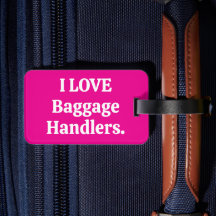 Ik hou van bagage handlers bagage label hot pink