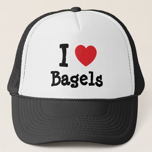 Ik hou van Bagels hart T-Shirt Trucker Pet (Voorkant)