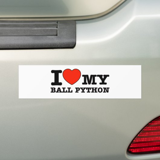 Ik hou van bal python bumpersticker (Op auto)