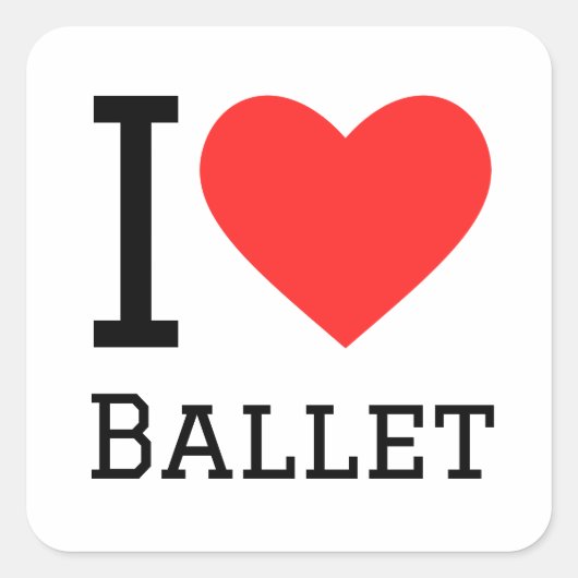 Ik hou van ballet vierkante sticker (Voorkant)