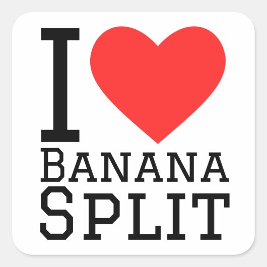 Ik hou van bananensplit vierkante sticker (Voorkant)