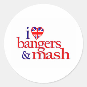 Ik hou van Bangers en Mash Ronde Sticker