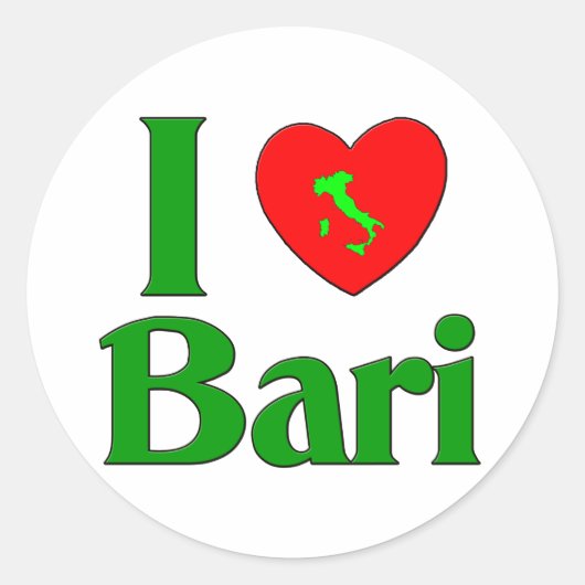 Ik hou van Bari Italië Ronde Sticker (Voorkant)