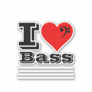 Ik hou van basgitaar sticker