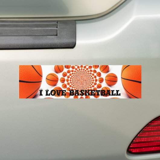 Ik hou van basketbal bumpersticker (Op auto)