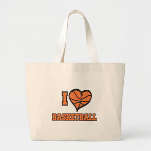 ik hou van basketbal grote tote bag