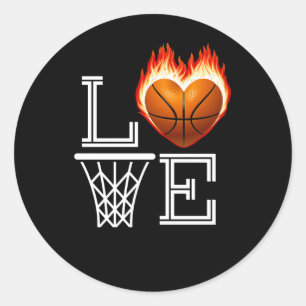 Ik hou van basketbal liefhebber cadeau voor vrouwe ronde sticker
