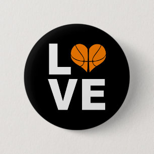 Ik hou van basketbal sport atleet speler cadeau ronde button 5,7 cm