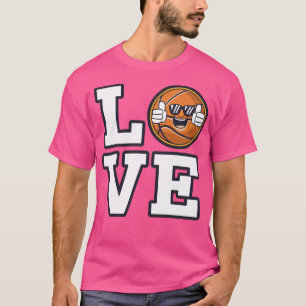 Ik hou van basketbaldesign met coole emoji en zonn t-shirt