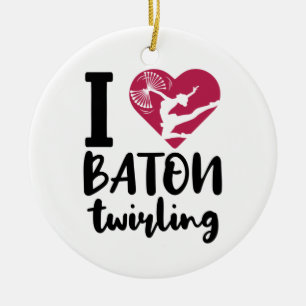 Ik hou van Baton Twirling Keramisch Ornament