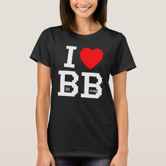 Ik hou van BB met hart teken groot B T-shirt (Voorkant)