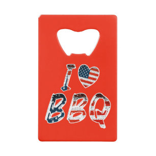 Ik hou van bbq, Amerikaans patriottisch Kredietkaart Flessenopener