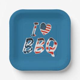 Ik hou van bbq, Amerikaans patriottisch Papieren Bordje