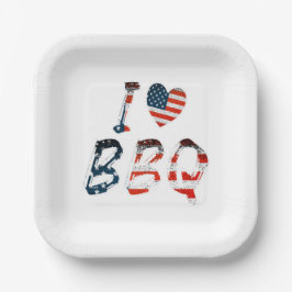 Ik hou van bbq, Amerikaans patriottisch Papieren Bordje