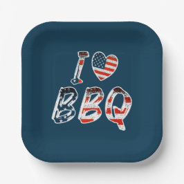 Ik hou van bbq, Amerikaans patriottisch Papieren Bordje