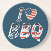 Ik hou van bbq, Amerikaans patriottisch Zandsteen Onderzetter (Voorkant)