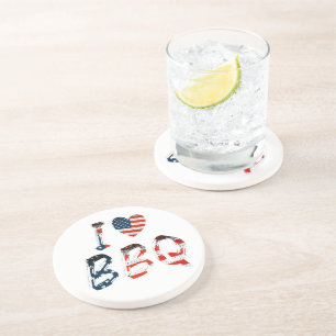 Ik hou van bbq, Amerikaans patriottisch Zandsteen Onderzetter