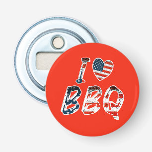 Ik hou van BBQ, Amerikaanse patriottisch Button Flesopener