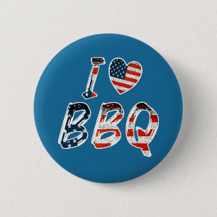 Ik hou van BBQ, Amerikaanse patriottisch Ronde Button 5,7 Cm