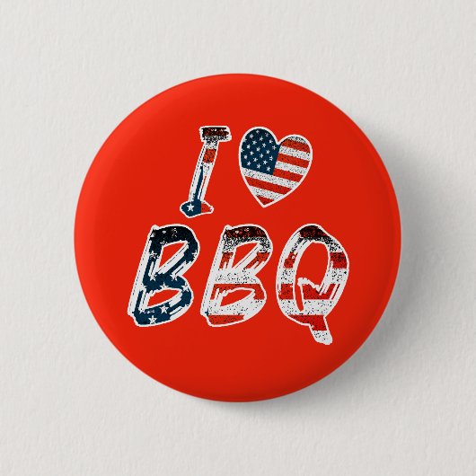 Ik hou van BBQ, Amerikaanse patriottisch Ronde Button 5,7 Cm (Voorkant)