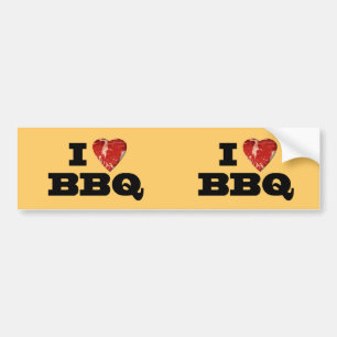 Ik hou van BBQ, Steak Hart Vorm Grappig Grillen Bumpersticker