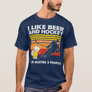 Ik hou van Beer en Hockey, misschien 3 mensen Retr T-shirt