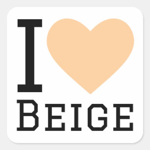 Ik hou van beige vierkante sticker