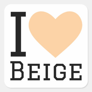 Ik hou van beige vierkante sticker